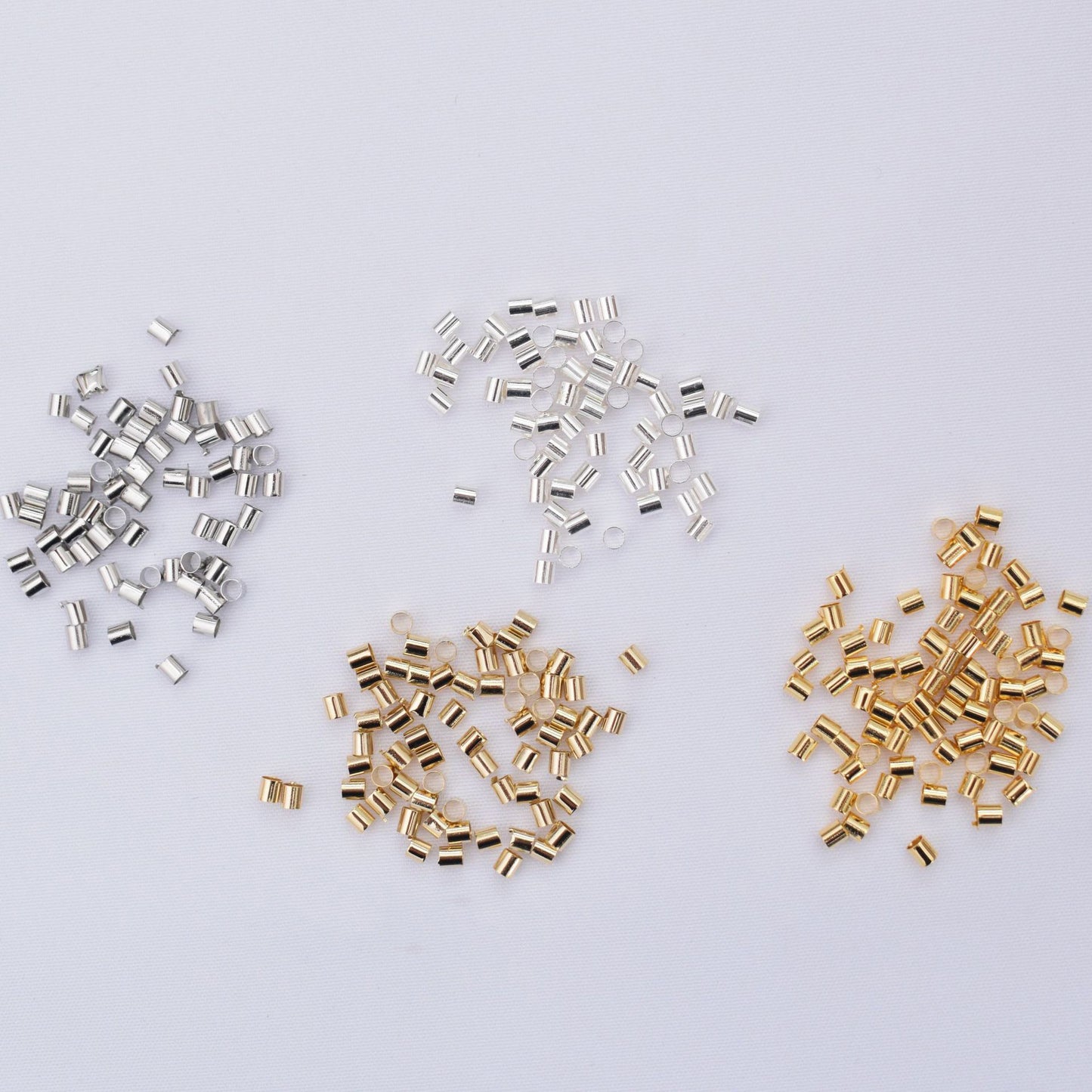 1200PCS 18K Gold Filled Spacer Beads Crimp Tube Ending Final Flat Charm For Jewelry Making DIY Beads Doki Decor   