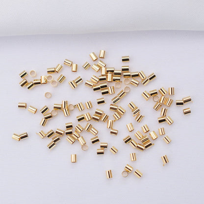 1200PCS 18K Gold Filled Spacer Beads Crimp Tube Ending Final Flat Charm For Jewelry Making DIY Beads Doki Decor 14K Gold 1.5mm (10g/1200pcs) 