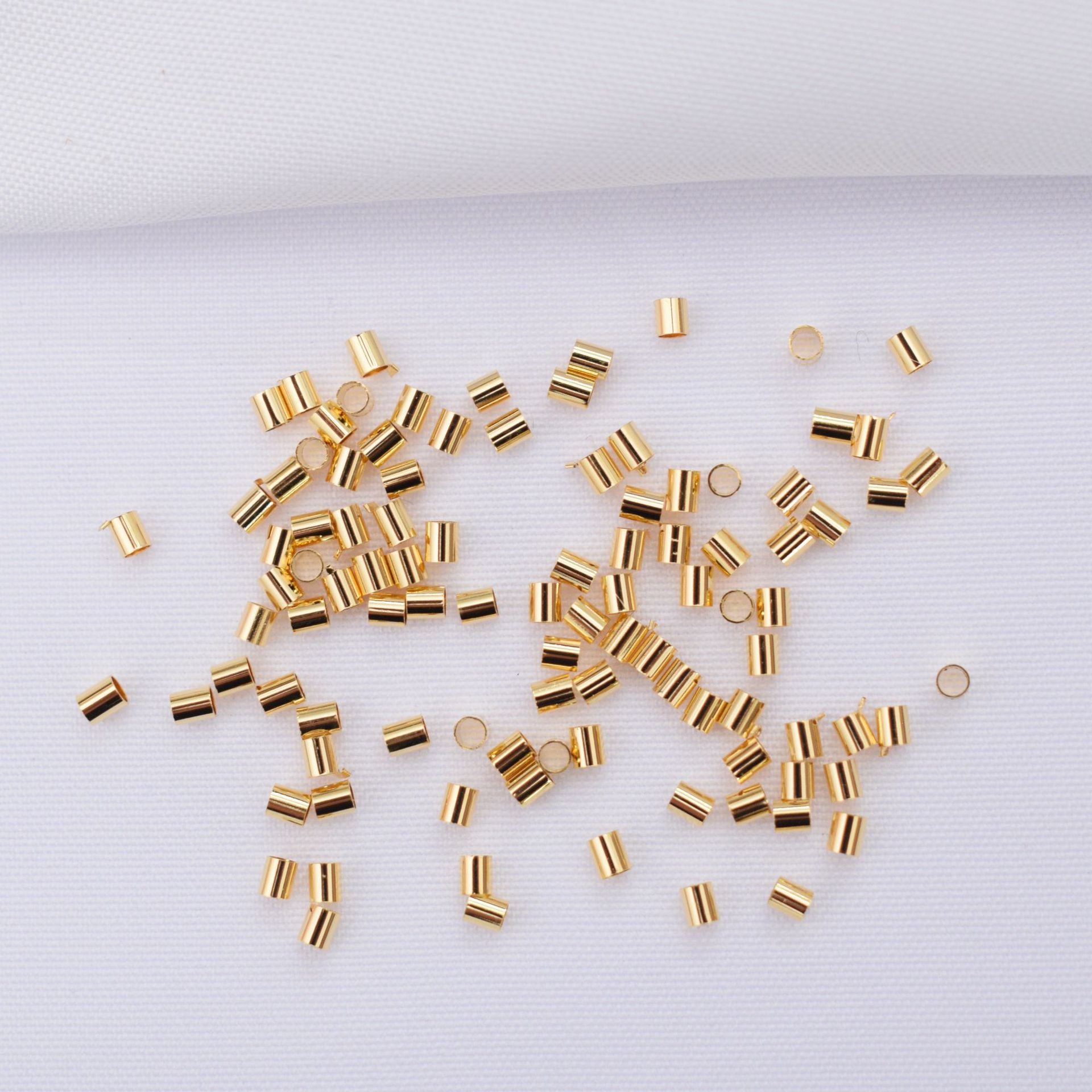 1200PCS 18K Gold Filled Spacer Beads Crimp Tube Ending Final Flat Charm For Jewelry Making DIY Beads Doki Decor 18K Gold 1.5mm (10g/1200pcs) 