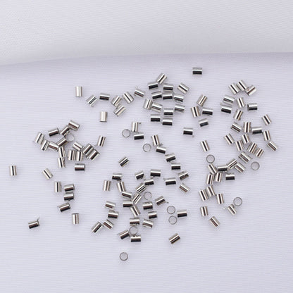 1200PCS 18K Gold Filled Spacer Beads Crimp Tube Ending Final Flat Charm For Jewelry Making DIY Beads Doki Decor White Gold 1.5mm (10g/1200pcs) 