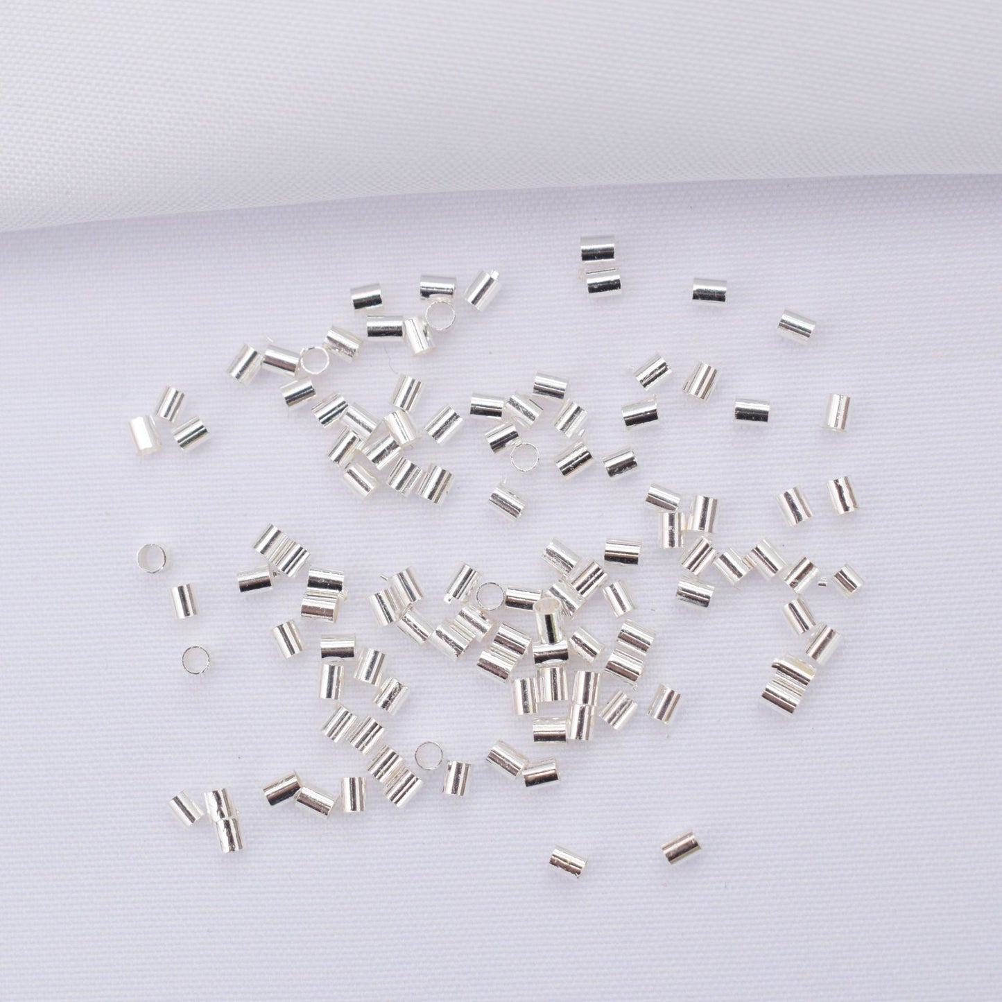 1200PCS 18K Gold Filled Spacer Beads Crimp Tube Ending Final Flat Charm For Jewelry Making DIY Beads Doki Decor Silver 1.5mm (10g/1200pcs) 