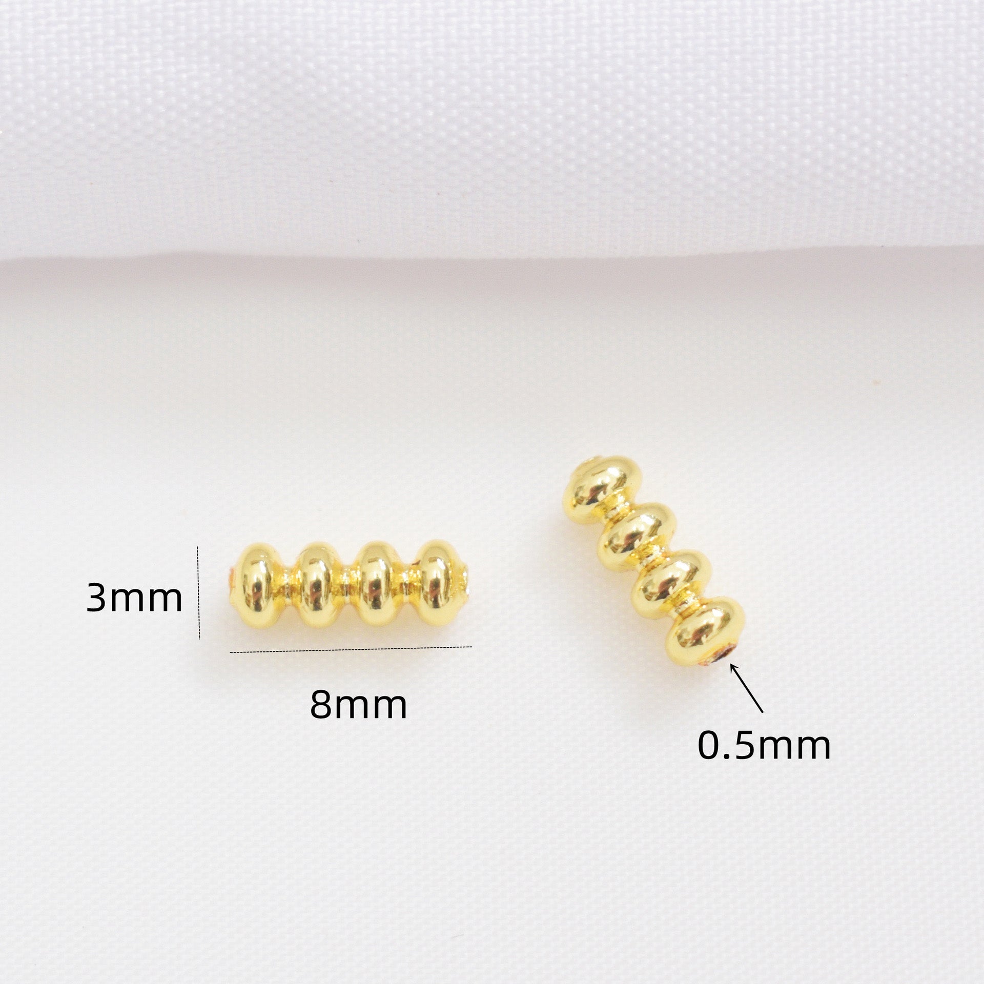 50PCS 18K Gold Filled Spacer Beads Four Beads Tube Long Large Hole Silver Charm For Jewelry Making DIY Beads Doki Decor   