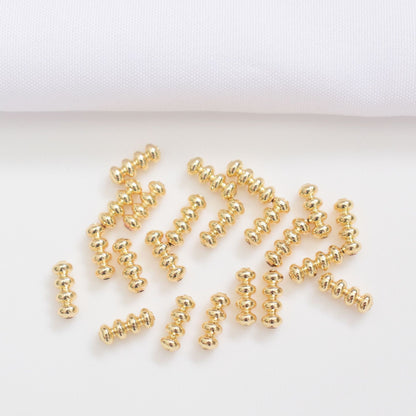 50PCS 18K Gold Filled Spacer Beads Four Beads Tube Long Large Hole Silver Charm For Jewelry Making DIY Beads Doki Decor 14K Gold  