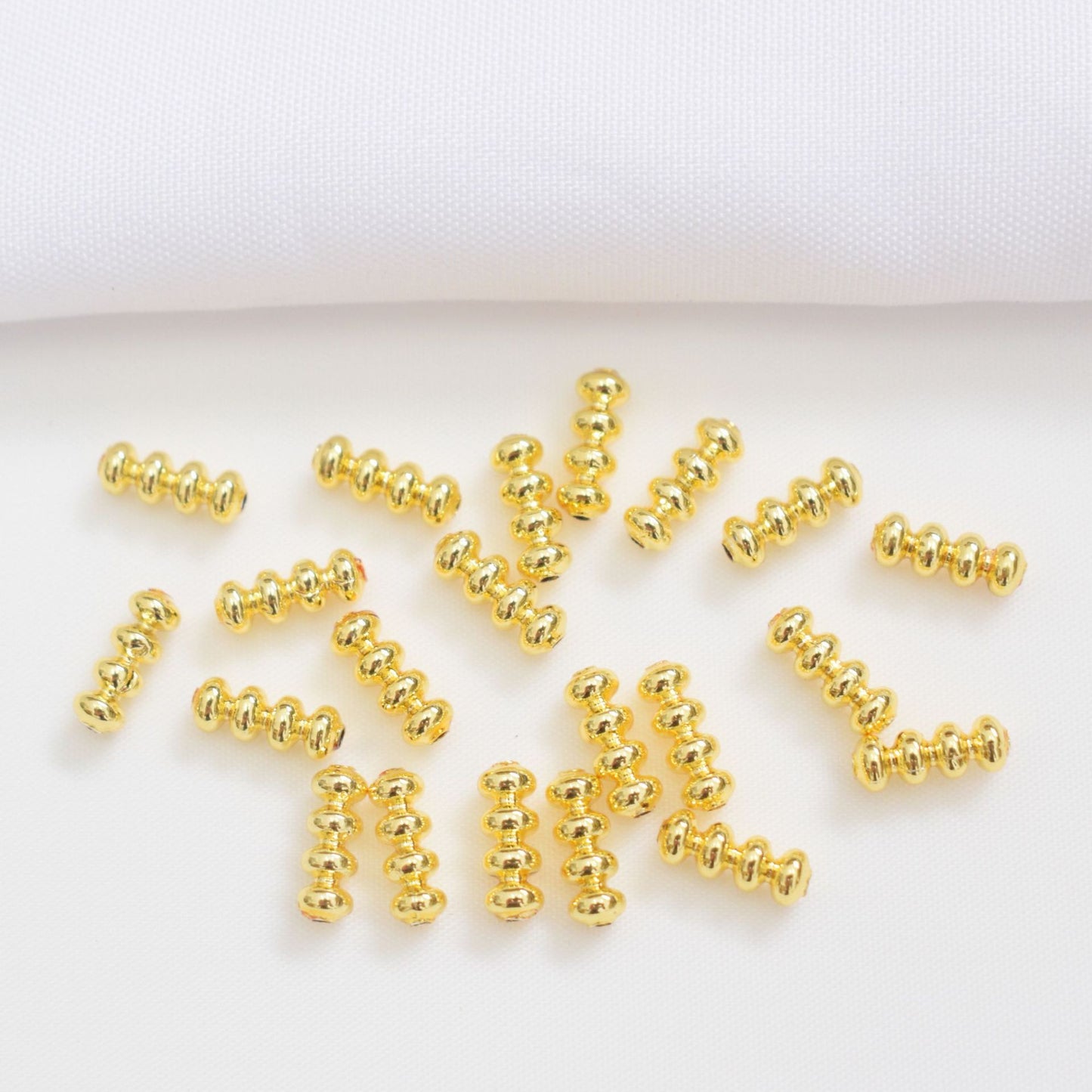 50PCS 18K Gold Filled Spacer Beads Four Beads Tube Long Large Hole Silver Charm For Jewelry Making DIY Beads Doki Decor 18K Gold  