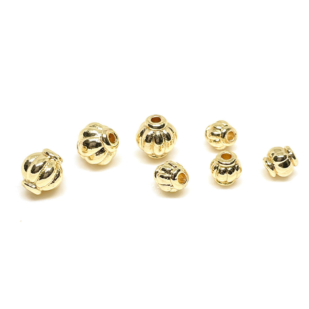 100PCS 18K Gold Filled Spacer Beads Lantern Large Hole Charm For Jewelry Making DIY Beads Doki Decor   