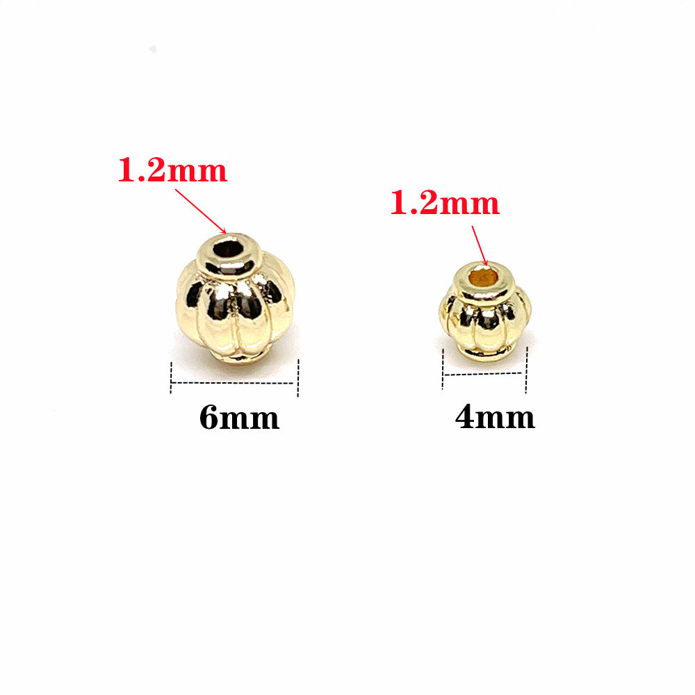 100PCS 18K Gold Filled Spacer Beads Lantern Large Hole Charm For Jewelry Making DIY Beads Doki Decor   