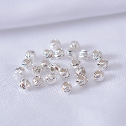 100PCS 18K Gold Filled Spacer Beads Pattern Ball Round White Gold Rose Gold Silver Large Hole For Jewelry Making DIY Beads Doki Decor Silver 2.5mm 