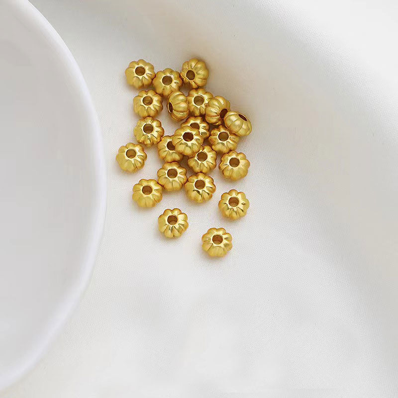 100PCS 18K Gold Filled Spacer Beads Pumpkin Placer Gold Large Hole Charm For Jewelry Making DIY Beads Doki Decor Placer Gold 5.5mm 