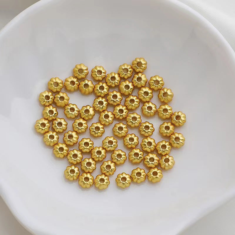 100PCS 18K Gold Filled Spacer Beads Pumpkin Placer Gold Large Hole Charm For Jewelry Making DIY Beads Doki Decor Placer Gold 7.5mm 