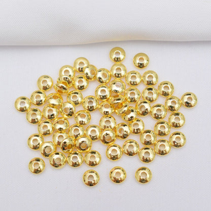 100PCS 18K Gold Filled Spacer Beads Round Smooth Silver Large Hole For Jewelry Making DIY Beads Doki Decor 18K Gold 3mm 