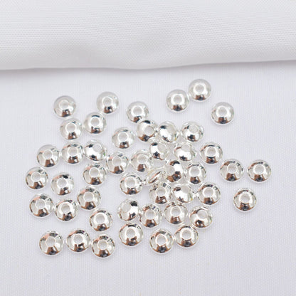 100PCS 18K Gold Filled Spacer Beads Round Smooth Silver Large Hole For Jewelry Making DIY Beads Doki Decor Silver 3mm 