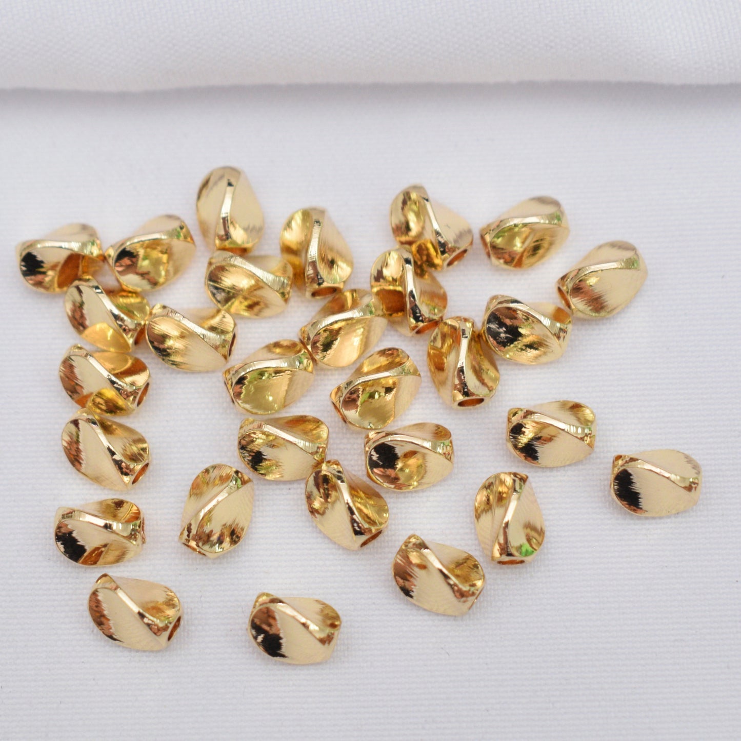 100PCS 18K Gold Filled Spacer Beads Irregular Screw Twist Silver Large Hole Charm For Jewelry Making DIY Beads Doki Decor 14K Gold  