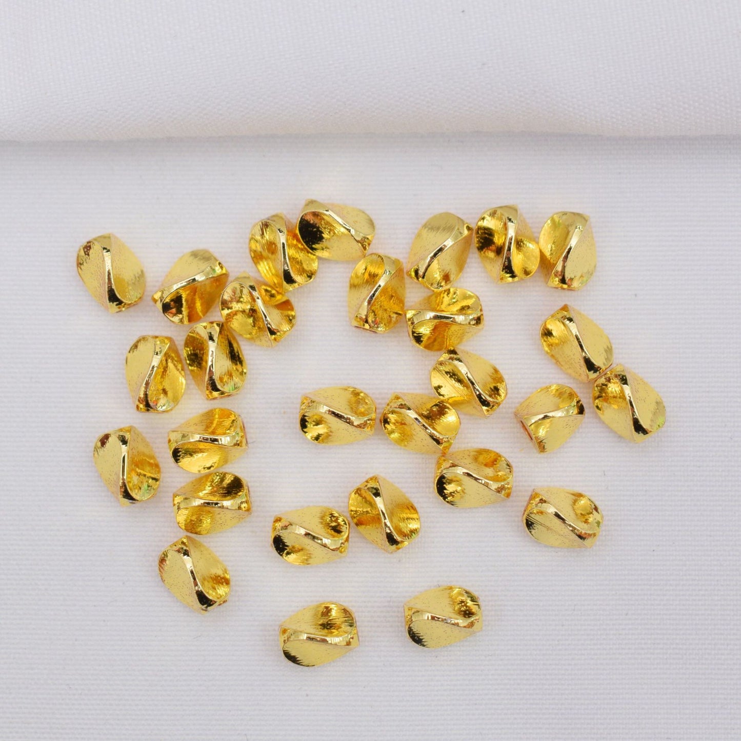 100PCS 18K Gold Filled Spacer Beads Irregular Screw Twist Silver Large Hole Charm For Jewelry Making DIY Beads Doki Decor 18K Gold  