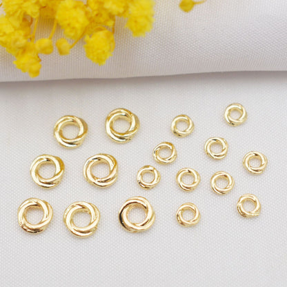 100PCS 18K Gold Filled Spacer Beads Screw Twist Ring Circle Round Silver Large Hole Charm For Jewelry Making DIY Beads Doki Decor   