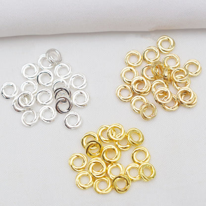 100PCS 18K Gold Filled Spacer Beads Screw Twist Ring Circle Round Silver Large Hole Charm For Jewelry Making DIY Beads Doki Decor   