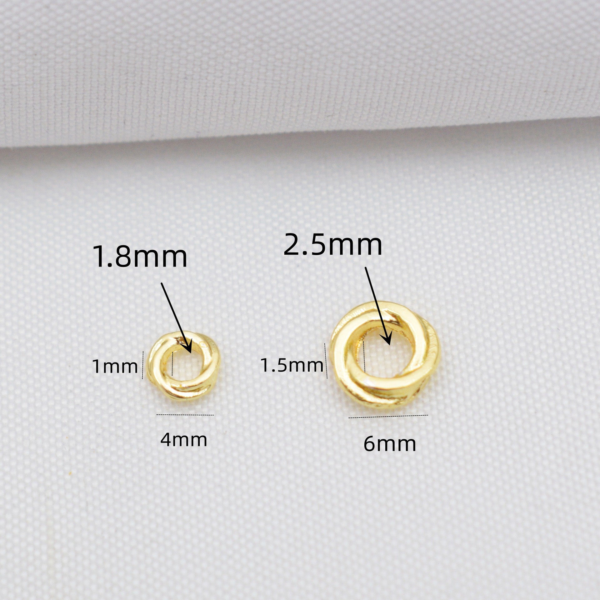 100PCS 18K Gold Filled Spacer Beads Screw Twist Ring Circle Round Silver Large Hole Charm For Jewelry Making DIY Beads Doki Decor   