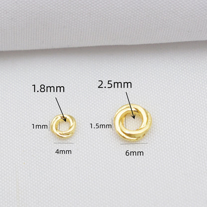 100PCS 18K Gold Filled Spacer Beads Screw Twist Ring Circle Round Silver Large Hole Charm For Jewelry Making DIY Beads Doki Decor   