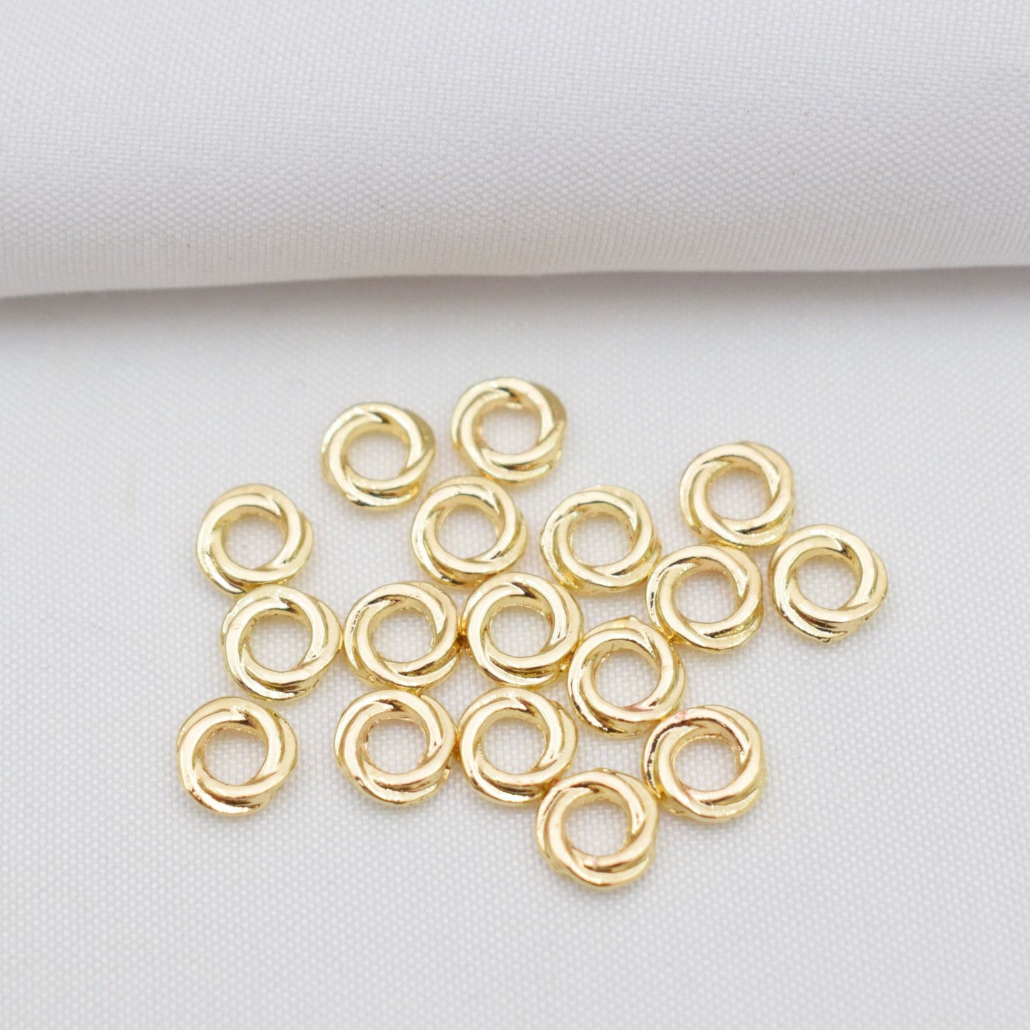 100PCS 18K Gold Filled Spacer Beads Screw Twist Ring Circle Round Silver Large Hole Charm For Jewelry Making DIY Beads Doki Decor 14K Gold 4*1.0mm 