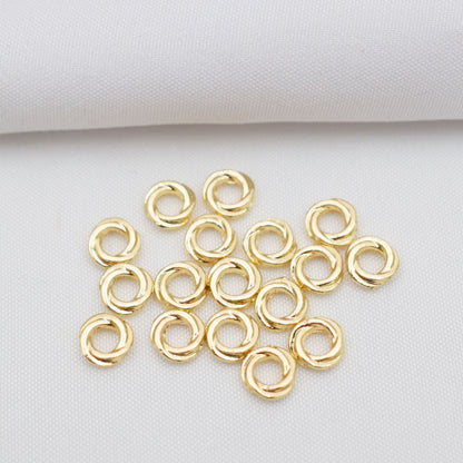 100PCS 18K Gold Filled Spacer Beads Screw Twist Ring Circle Round Silver Large Hole Charm For Jewelry Making DIY Beads Doki Decor 14K Gold 4*1.0mm 