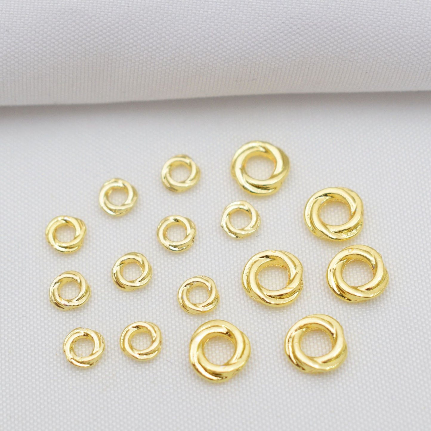 100PCS 18K Gold Filled Spacer Beads Screw Twist Ring Circle Round Silver Large Hole Charm For Jewelry Making DIY Beads Doki Decor 18K Gold 4*1.0mm 