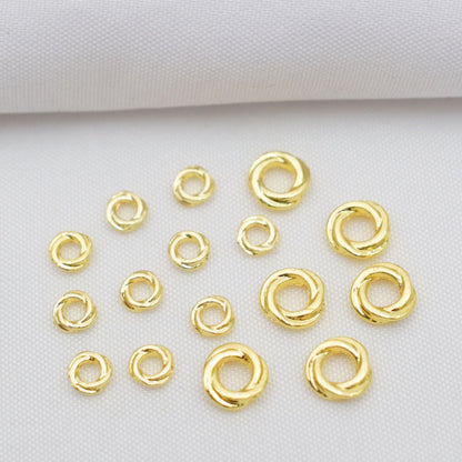 100PCS 18K Gold Filled Spacer Beads Screw Twist Ring Circle Round Silver Large Hole Charm For Jewelry Making DIY Beads Doki Decor 18K Gold 4*1.0mm 