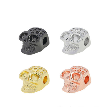 10PCS 18K Gold Filled Spacer Beads Skeleton Skull White Gold Black Large Hole For Jewelry Making DIY Beads Doki Decor   