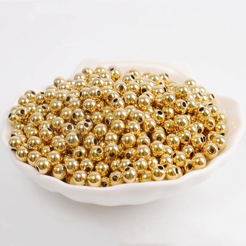 100PCS 18K Gold Filled Spacer Beads Smooth Ball Round Placer Gold White Gold Rose Gold Silver Large Hole For Jewelry Making DIY Beads Doki Decor 14K Gold 2mm 