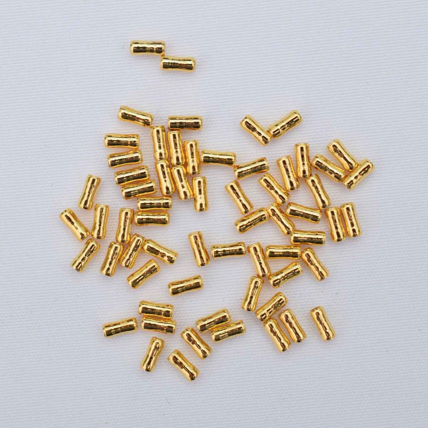 100PCS 18K Gold Filled Spacer Beads Straight Tube Silver Large Hole For Jewelry Making DIY Beads Doki Decor 18K Gold  