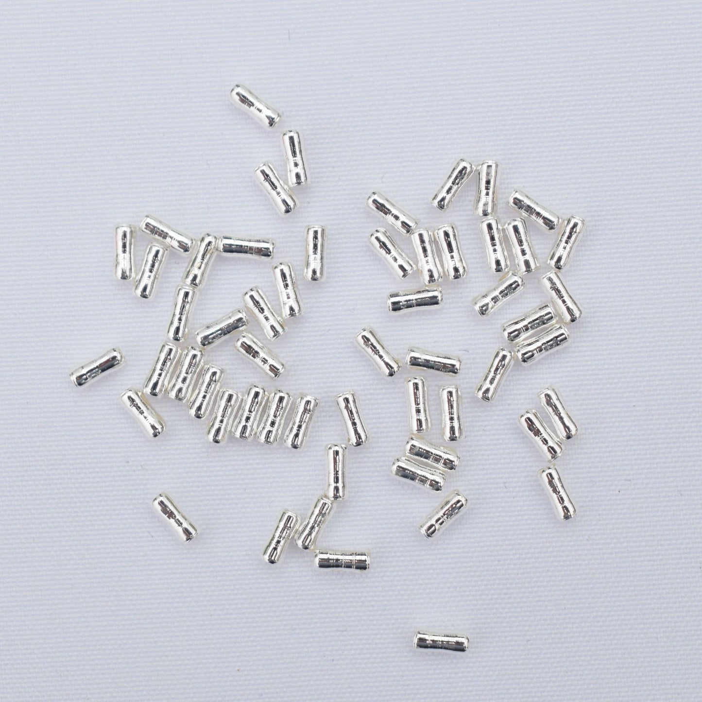 100PCS 18K Gold Filled Spacer Beads Straight Tube Silver Large Hole For Jewelry Making DIY Beads Doki Decor Silver  