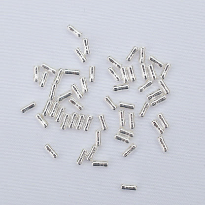 100PCS 18K Gold Filled Spacer Beads Straight Tube Silver Large Hole For Jewelry Making DIY Beads Doki Decor Silver  