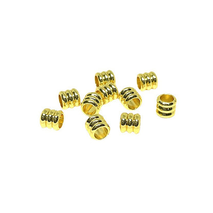 50PCS 18K Gold Filled Spacer Beads Three Layers Tube Cylinder Round Large Hole Charm For Jewelry Making DIY Beads Doki Decor Three Layers Tube 18K Gold 