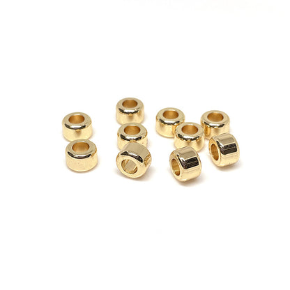 50PCS 18K Gold Filled Spacer Beads Three Layers Tube Cylinder Round Large Hole Charm For Jewelry Making DIY Beads Doki Decor Cylinder 14K Gold 