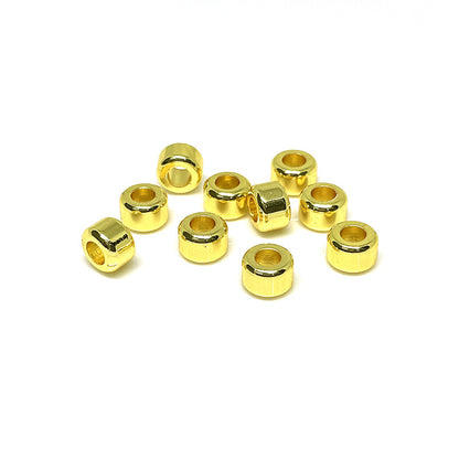 50PCS 18K Gold Filled Spacer Beads Three Layers Tube Cylinder Round Large Hole Charm For Jewelry Making DIY Beads Doki Decor Cylinder 18K Gold 