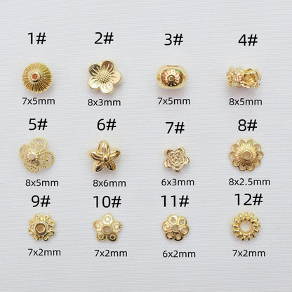 100PCS 18K Gold Filled Spacer Beads Tray Flower Large Hole Silver Charm For Jewelry Making DIY Beads Doki Decor   