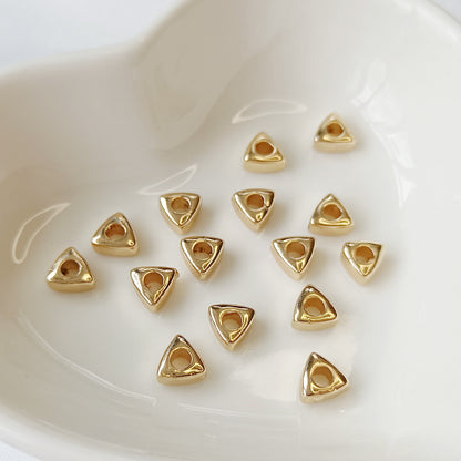 100PCS 18K Gold Filled Spacer Beads Triangle Silver Rose Gold Large Hole For Jewelry Making Finding Kits Beads Doki Decor   