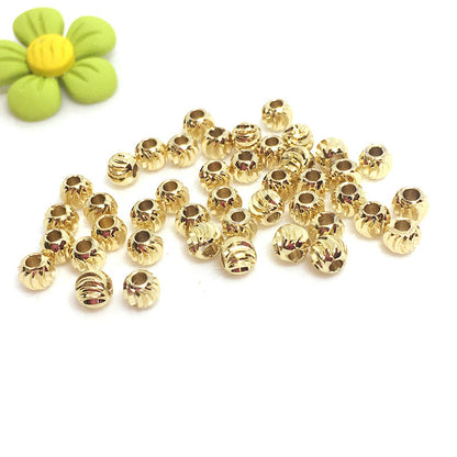 100PCS 18K Gold Filled Spacer Beads Watermelon Pattern White Gold Rose Gold Large Hole For Jewelry Making DIY Beads Doki Decor   