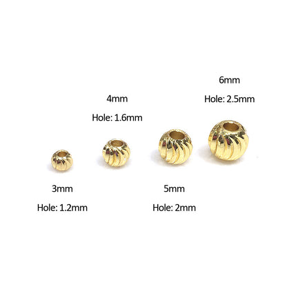 100PCS 18K Gold Filled Spacer Beads Watermelon Pattern White Gold Rose Gold Large Hole For Jewelry Making DIY Beads Doki Decor   