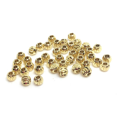 100PCS 18K Gold Filled Spacer Beads Watermelon Pattern White Gold Rose Gold Large Hole For Jewelry Making DIY Beads Doki Decor 14K Gold 3mm 