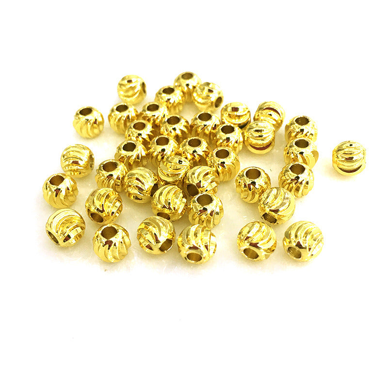 100PCS 18K Gold Filled Spacer Beads Watermelon Pattern White Gold Rose Gold Large Hole For Jewelry Making DIY Beads Doki Decor 18K Gold 3mm 