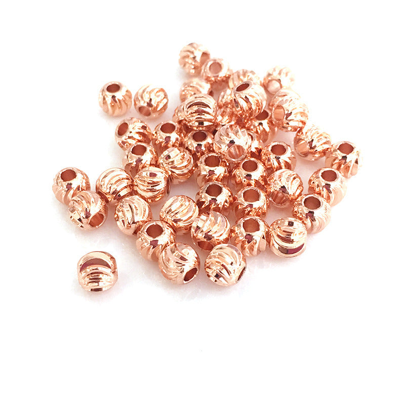 100PCS 18K Gold Filled Spacer Beads Watermelon Pattern White Gold Rose Gold Large Hole For Jewelry Making DIY Beads Doki Decor   