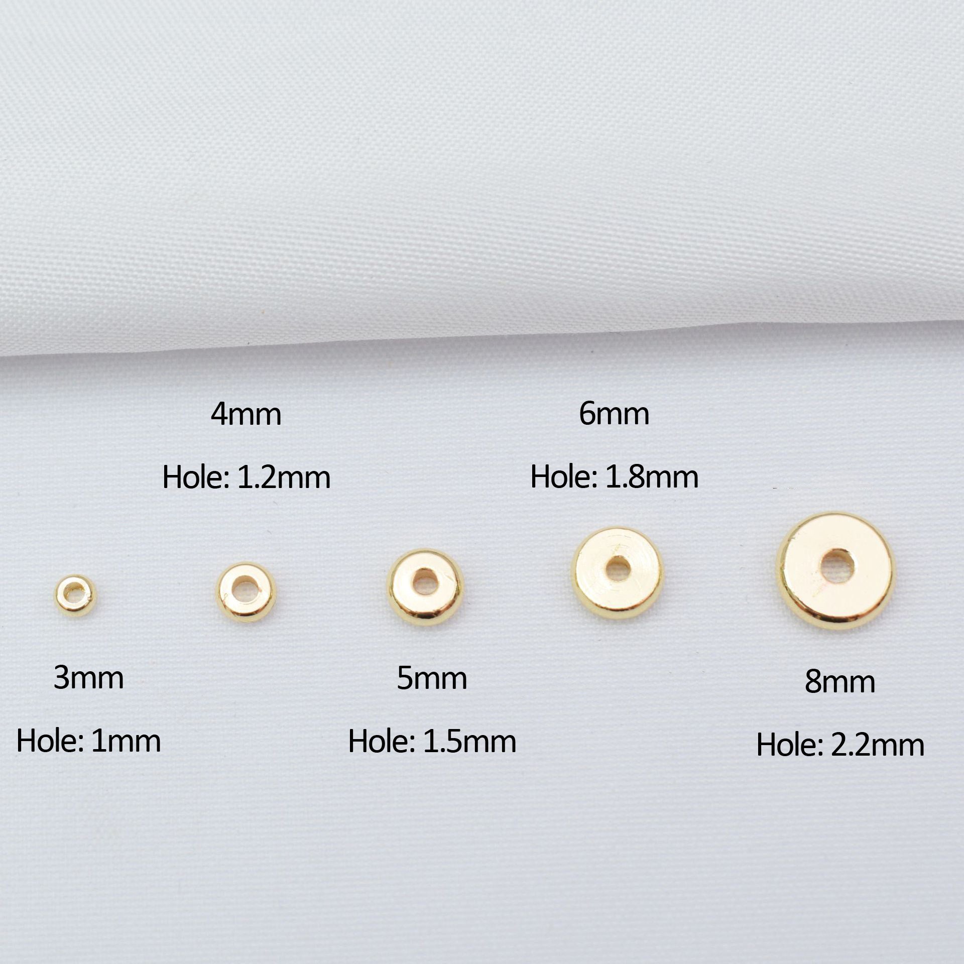 100PCS 18K Gold Filled Spacer Beads Wheel Circle Round Hollow White Gold Rose Gold Silver Large Hole For Jewelry Making DIY Beads Doki Decor   