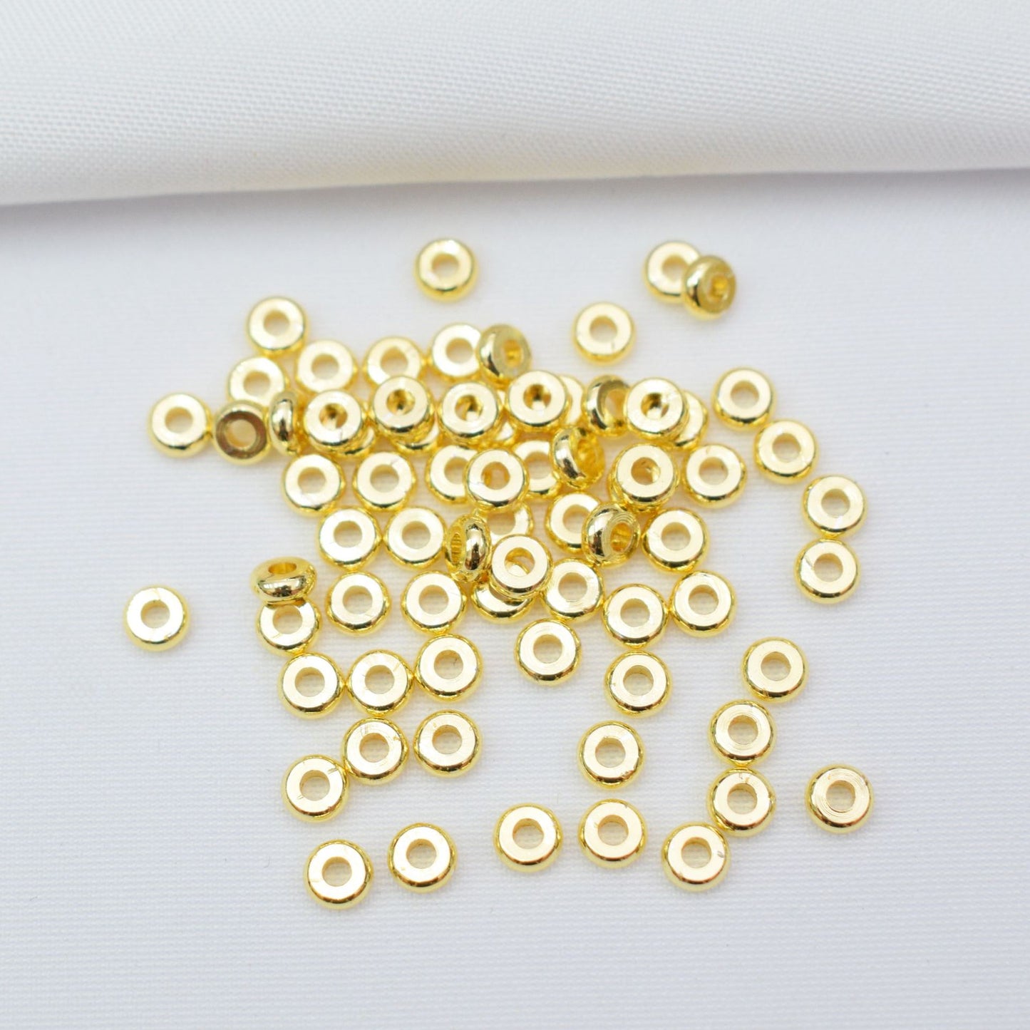 100PCS 18K Gold Filled Spacer Beads Wheel Circle Round Hollow White Gold Rose Gold Silver Large Hole For Jewelry Making DIY Beads Doki Decor 18K Gold 3mm 