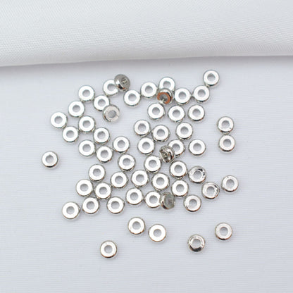 100PCS 18K Gold Filled Spacer Beads Wheel Circle Round Hollow White Gold Rose Gold Silver Large Hole For Jewelry Making DIY Beads Doki Decor White Gold 3mm 