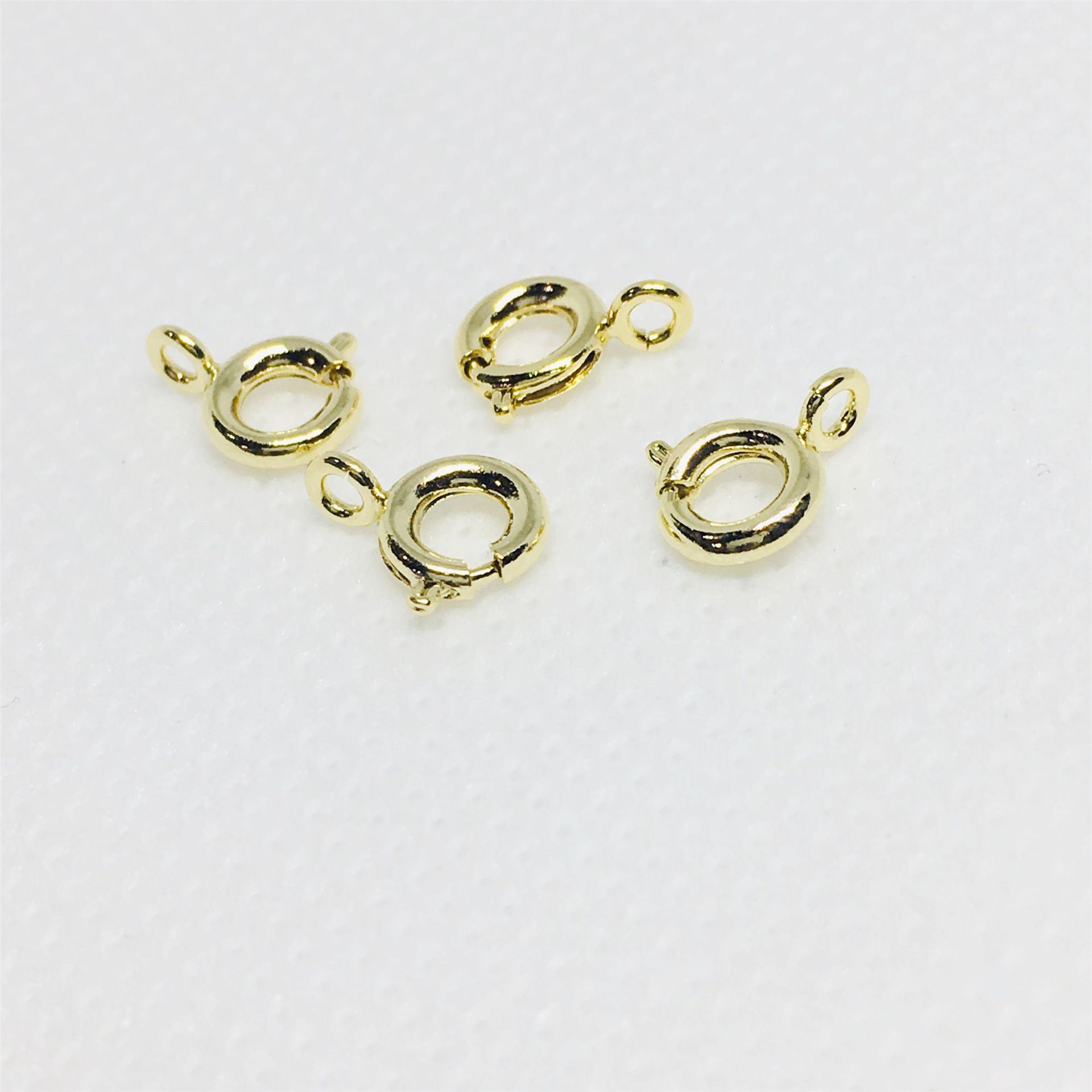 50PCS 18K Gold Filled Spring Clasps Circle With Loop White Gold For Jewelry Making Finding Kits Repair Clasps Doki Decor   