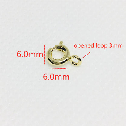 50PCS 18K Gold Filled Spring Clasps Circle With Loop White Gold For Jewelry Making Finding Kits Repair Clasps Doki Decor   