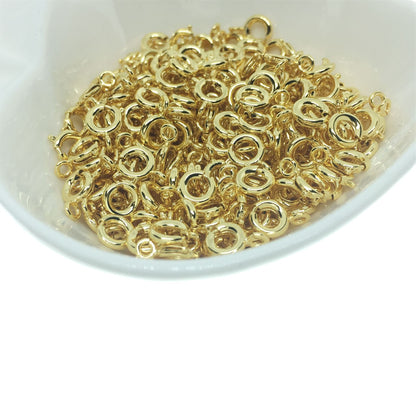 50PCS 18K Gold Filled Spring Clasps Circle With Loop White Gold For Jewelry Making Finding Kits Repair Clasps Doki Decor 18K Gold 6mm 