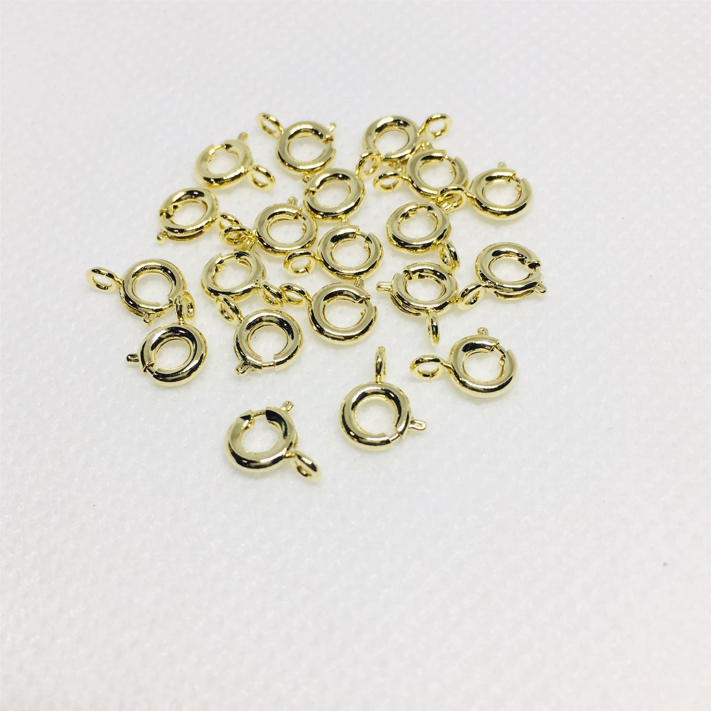 50PCS 18K Gold Filled Spring Clasps Circle With Loop White Gold For Jewelry Making Finding Kits Repair Clasps Doki Decor 14K Gold 6mm 