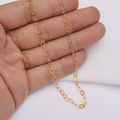 6.56 Feet/2M 24K Gold Filled Heart Circle Chain Extenders Necklace Bracelet Chains Roll For Jewelry Making Kit Chains Doki Decor   