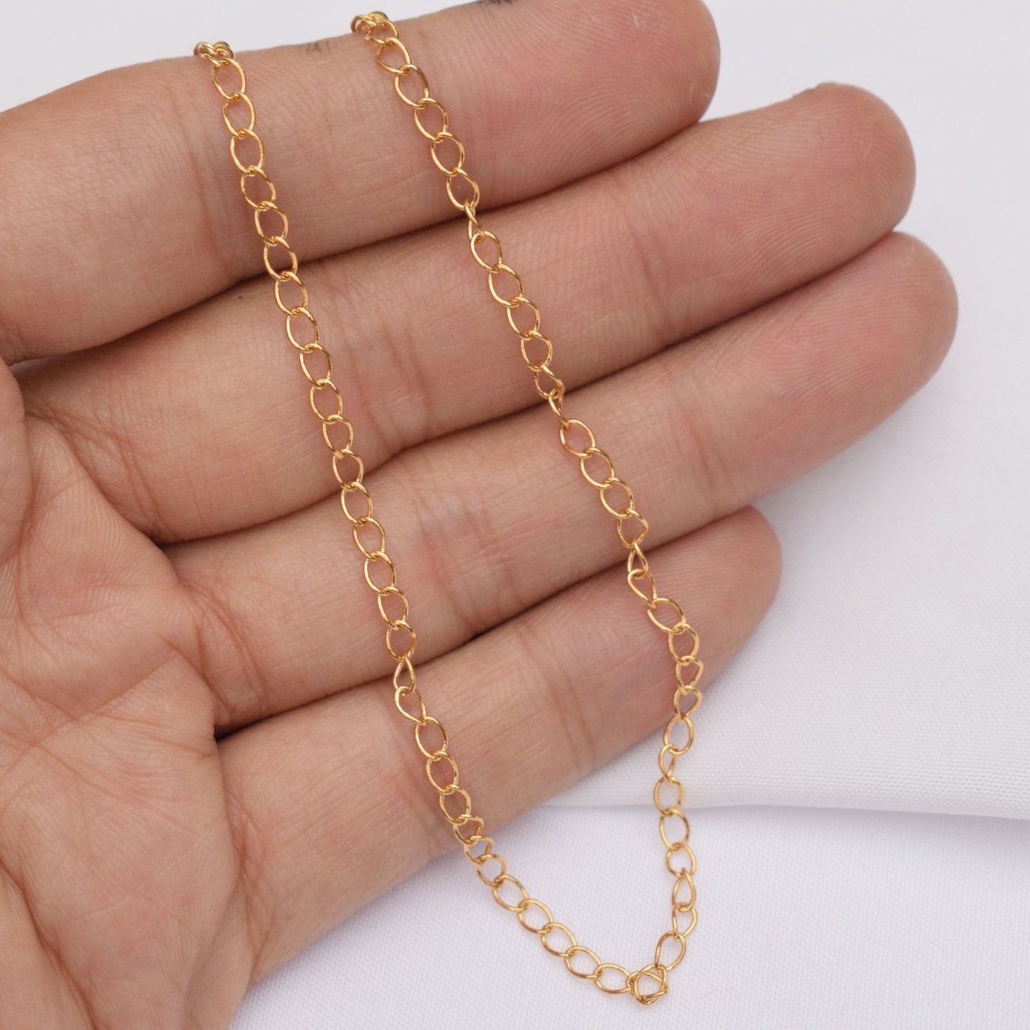 6.56 Feet/2M 24K Gold Filled Heart Circle Chain Extenders Necklace Bracelet Chains Roll For Jewelry Making Kit Chains Doki Decor   