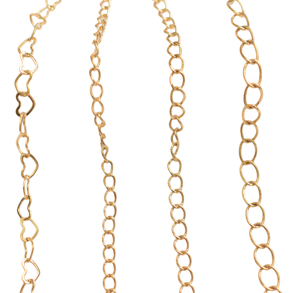 6.56 Feet/2M 24K Gold Filled Heart Circle Chain Extenders Necklace Bracelet Chains Roll For Jewelry Making Kit Chains Doki Decor   